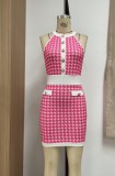 Women Sexy Sleeveless Houndstooth Dress