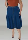 Plus Size Women Denim Maxi Skirt