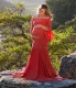 solid color off shoulder Maternity evening dress