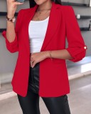 Women Fall/Winter Long Sleeve Solid Blazer