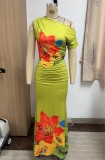 Women Summer Sexy Printed Sleeveless Top and Skirt Two-Piece Set