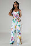 Women Sexy Print Top and Wide Leg Pants 2-piece Set