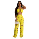 Women Sexy Top and Ripped Pants 2-piece Set