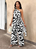 Summer Women Printed One Shoulder Top and Pant Two-Piece Set