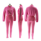 Women hooded loose long-sleeved top and long pants sports two-piece set