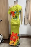 Women Summer Sexy Printed Sleeveless Top and Skirt Two-Piece Set