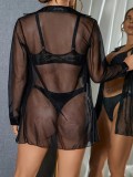 Women Mesh Long Sleeve Top (Including Panty)