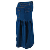 Plus Size Women Denim Maxi Skirt