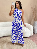 Summer Women Printed One Shoulder Top and Pant Two-Piece Set