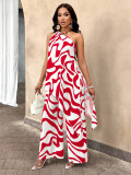 Summer Women Printed One Shoulder Top and Pant Two-Piece Set