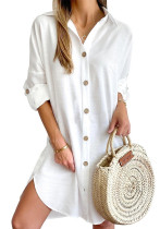 Autumn Casual Long Sleeve Turndown Collar Button Shirt Dress For Women