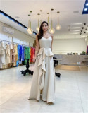 Spring Summer Fashionable Solid Color Sleeveless Strap Wide Leg Loose Women's Jumpsuit