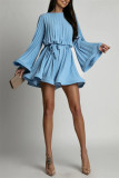 Women's Fashionable Loose Pleated Chic Women's Long Sleeve Casual Short Dress