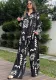 Women's Fashionable Printed Loose Top High Waist Wide Leg Pants Two-Piece Set