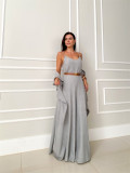 Spring Summer Fashionable Solid Color Sleeveless Strap Wide Leg Loose Women's Jumpsuit