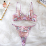 Sexy Ladies Embroidery Lace Bra Lingerie Set