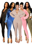 Autumn And Winter Fashion Women's Sexy Deep V Tight Fitting Long Sleeve Jumpsuit