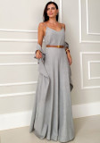 Spring Summer Fashionable Solid Color Sleeveless Strap Wide Leg Loose Women's Jumpsuit