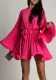 Women's Fashionable Loose Pleated Chic Women's Long Sleeve Casual Short Dress