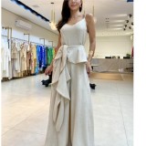 Spring Summer Fashionable Solid Color Sleeveless Strap Wide Leg Loose Women's Jumpsuit