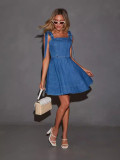 Spring Summer Chic Fashion Strap Denim Women's Dress