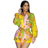 Women's Print Pockets Long Sleeve Fashion Jumpsuit