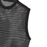 Summer Men's Sexy Mesh Round Neck Tank Loose Casual Sleeveless See-Through Vest