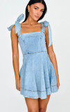 Spring Summer Chic Fashion Strap Denim Women's Dress