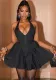 Women's Solid Color Sexy Halter Neck Deep V Neck Low Back Chic Dress