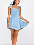 Spring Summer Chic Fashion Strap Denim Women's Dress