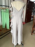 Spring Summer Fashionable Solid Color Sleeveless Strap Wide Leg Loose Women's Jumpsuit