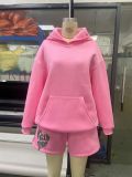 Women long-sleeved Hoodies and shorts two-piece set