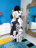 Plus Size Women Printed Dress with Belt