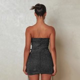 Women Summer Sexy Drawstring Top and Skirt Two-piece Set