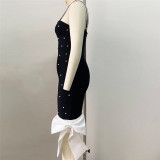 Women sexy bow-beaded suspenders party Formal Party bandage dress