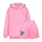 Women long-sleeved Hoodies and shorts two-piece set