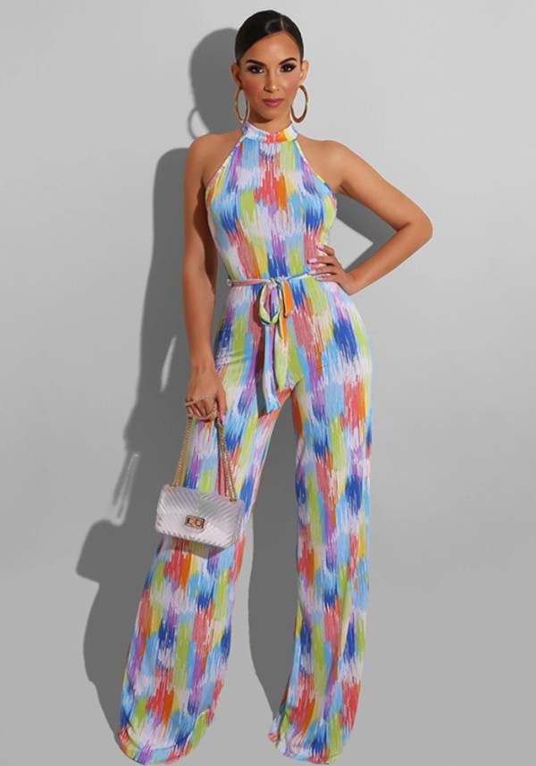 Women printed Casual striped jumpsuit