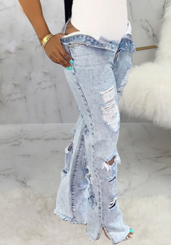 Women Style Ripped Non-Stretch Jeans Pants