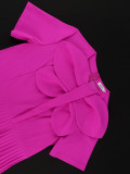 Plus Size Women Elegant Pleated Rose Bowknot Dress