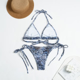 Two Pieces Swimsuit Women's Sexy Color Block Lace-Up Bikini