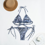 Two Pieces Swimsuit Women's Sexy Color Block Lace-Up Bikini