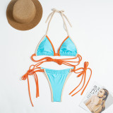 Two Pieces Swimsuit Women's Sexy Color Block Lace-Up Bikini