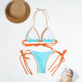 Two Pieces Swimsuit Women's Sexy Color Block Lace-Up Bikini