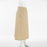 Khaki High Waist Career Long Skirt Autumn Fashion Women's Clothing