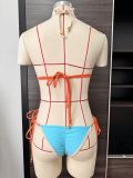 Two Pieces Swimsuit Women's Sexy Color Block Lace-Up Bikini