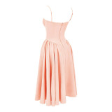 Spring Summer Chic Elegant Women Strap Casual A-Line Dress