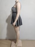 Women's Casual Dress Summer Fashion Street Houndstooth Halter Neck A-Line Dress