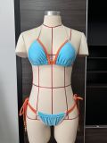 Two Pieces Swimsuit Women's Sexy Color Block Lace-Up Bikini