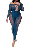 Leopard Sexy Jacquard Jumpsuit Pearl Mesh Clothes