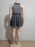 Women's Casual Dress Summer Fashion Street Houndstooth Halter Neck A-Line Dress